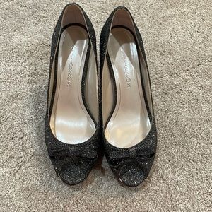 Black glitter party heels